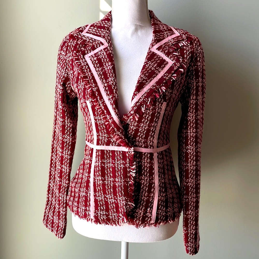 💝 Vertigo XS Burgundy lined tweed Blazer